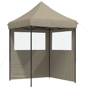 vidaXL Tenda p/ festas pop-up dobr&aacute;vel c/ 2 paredes cinza-acastanhado
