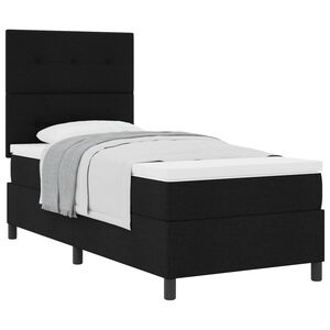 vidaXL Cama Box com colch&atilde;o com cabeceira Preto 90 x 190 cm tecido