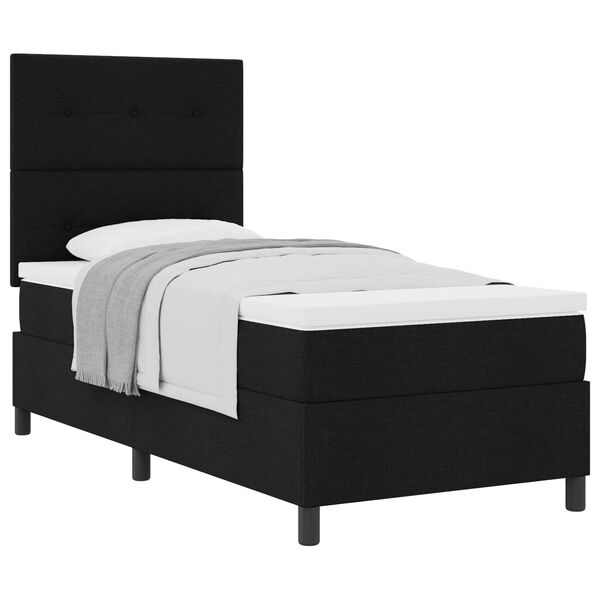 vidaXL Cama Box com colch&atilde;o com cabeceira Preto 90 x 190 cm tecido