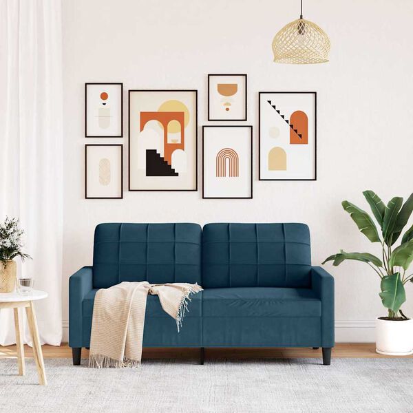 vidaXL Sof&aacute; de 2 lugares veludo 140 cm azul