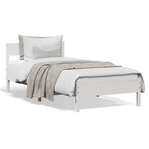 vidaXL Cama sem colch&atilde;o 75x190 cm madeira de pinho maci&ccedil;a branco