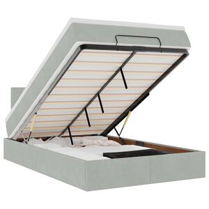vidaXL Estrutura de cama otomana com colch&atilde;o cinza claro Veludo