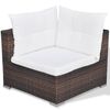 vidaXL 6 pcs conjunto lounge jardim c/ almofad&otilde;es vime PE castanho