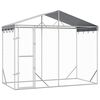 vidaXL Canil de exterior com teto 3x1,5x2,5 m a&ccedil;o galvanizado prateado