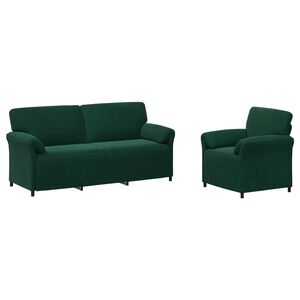 vidaXL Conjunto de Sof&aacute;s 2 unid. Verde-Escuro Veludo