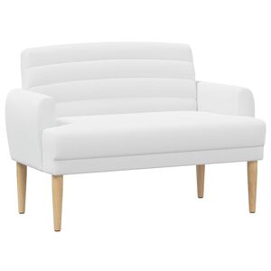 vidaXL Sof&aacute; de dois lugares com bot&atilde;o acolchoado Branco Tecido