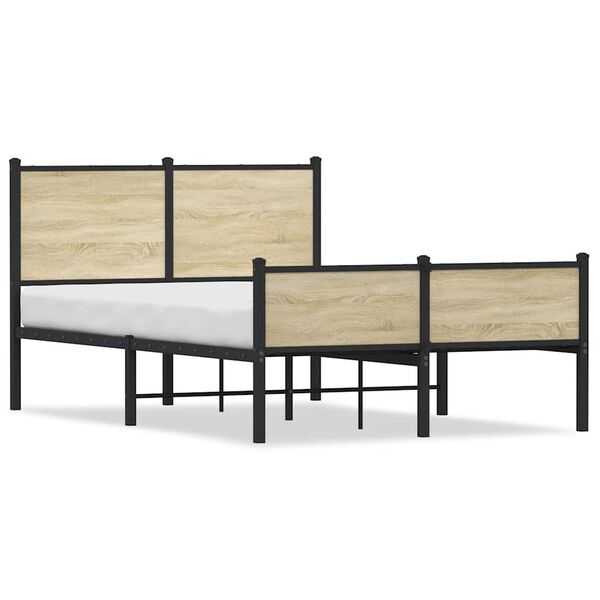 vidaXL Estrutura de cama sem colch&atilde;o 120x200 cm metal carvalho sonoma