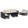 vidaXL Conjunto de Sof&aacute; de Jardim 9 unid. Preto e Branco Creme vime PE