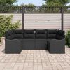 vidaXL Conjunto de Sof&aacute; de Jardim 6 pcs Preto Rattan Sint&eacute;tico