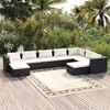 vidaXL 9 pcs conjunto lounge de jardim c/ almofad&otilde;es vime PE preto