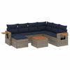 vidaXL 8 pcs conjunto sof&aacute;s p/ jardim c/ almofad&otilde;es vime PE cinzento
