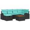 vidaXL Conjunto de Sof&aacute; de Jardim 7 unid. Preto Rattan Sint&eacute;tico
