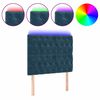 vidaXL Cabeceira cama c/ luzes LED veludo 90x7x118/128cm azul-escuro