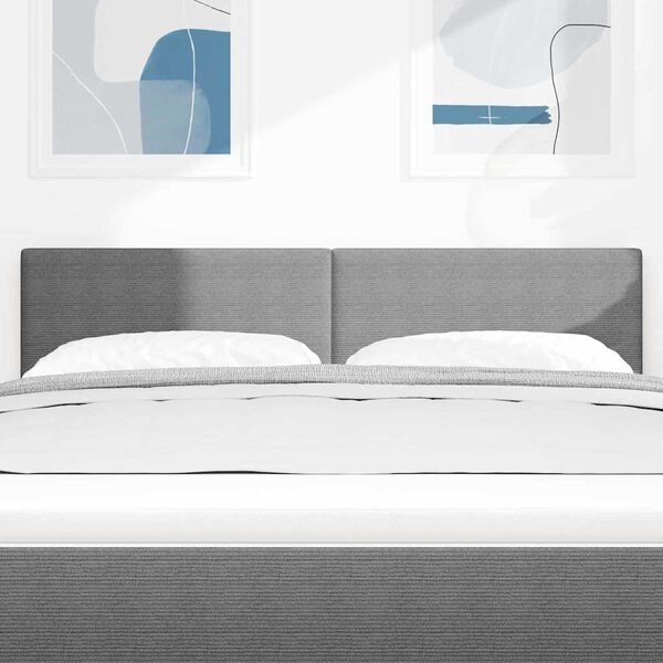 vidaXL Cabeceira LED com cabeceira Cinzento-claro 144 cm Poli&eacute;ster
