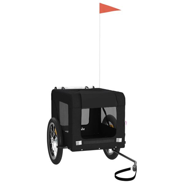 vidaXL Reboque de bicicleta p/ animais tecido oxford/ferro preto