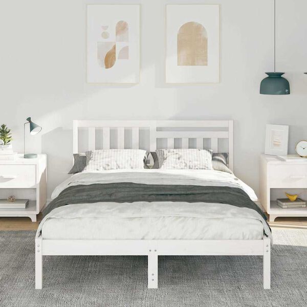 vidaXL Estrutura da Cama com cabeceira Branco 120 x 190 cm