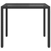 vidaXL Mesa de jardim 90x90x75 cm vidro temperado e vime PE preto