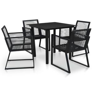 vidaXL 5 pcs conjunto de jantar para jardim vime de PVC preto