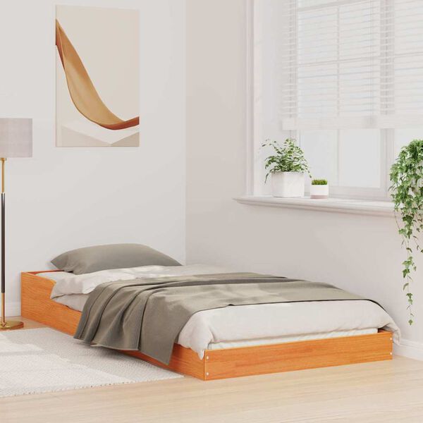 vidaXL Estrutura da Cama Marrom Cera 90 x 220 cm