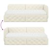 vidaXL Estrutura de Cama de Canto com colch&atilde;o Creme 90 x 190 cm Veludo