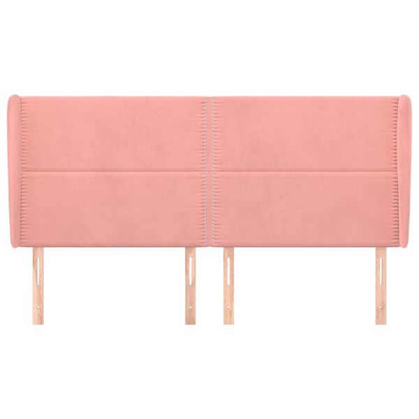 vidaXL Cabeceira cama c/ abas veludo 163x23x118/128 cm rosa