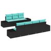 vidaXL Conjunto de Sof&aacute; de Jardim 8 unid. Preto e Turquesa vime PE