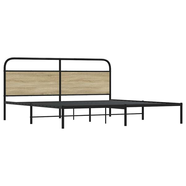 vidaXL Estrutura de cama sem colchão 193x203cm metal carvalho sonoma