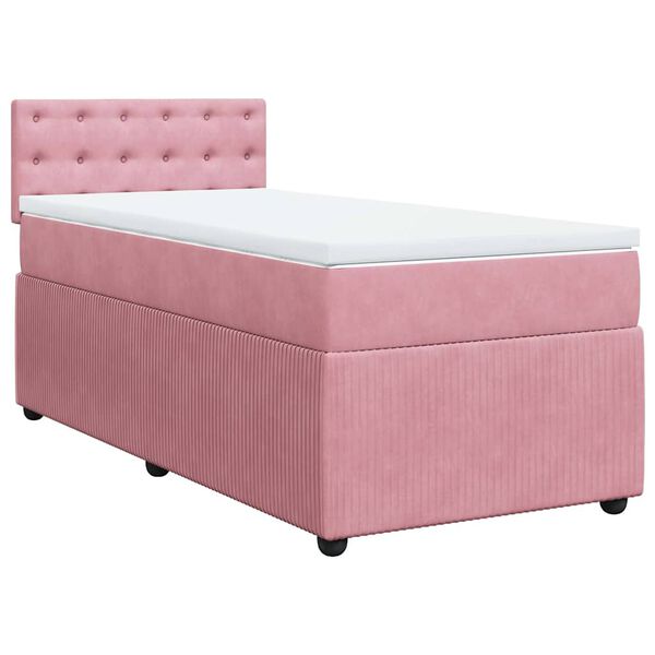 vidaXL Cama com molas/colch&atilde;o 80x200 cm veludo rosa