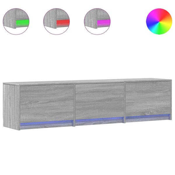 vidaXL Gabinete para TV com led Cinza Sonoma 165 x 34 x 40 cm