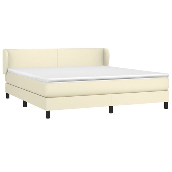 vidaXL Cama com molas/colch&atilde;o 180x200 cm couro artificial cor creme