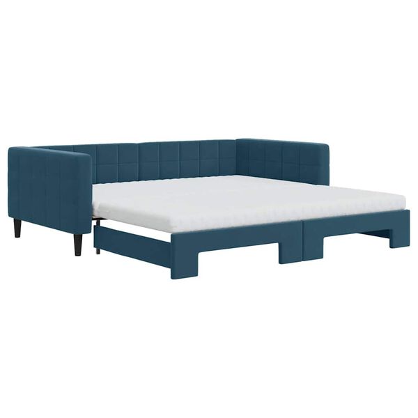 vidaXL Sof&aacute;-cama com gavet&atilde;o e colch&otilde;es 100x200 cm veludo azul
