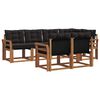 vidaXL Conjunto de Sof&aacute;s para Exterior 7 pcs Natural e Preto