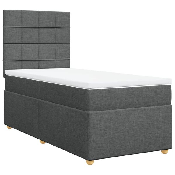 vidaXL Cama com molas/colch&atilde;o 90x190 cm tecido cinza-escuro