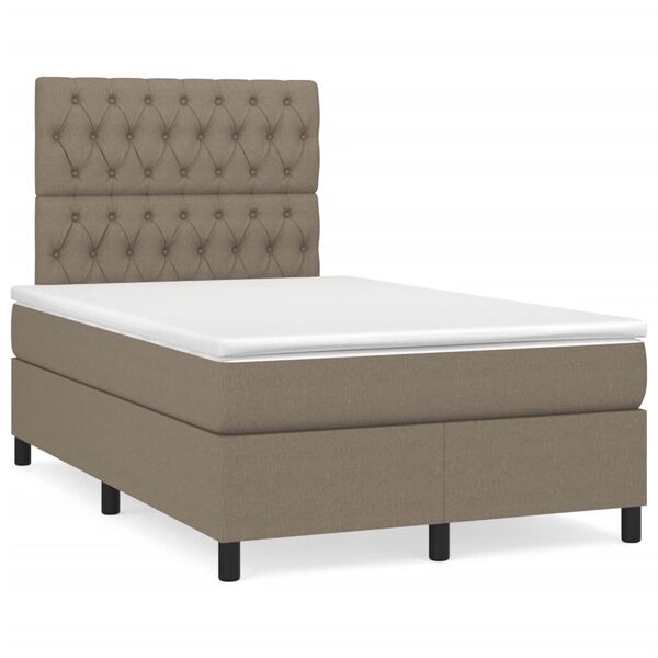 vidaXL Cama boxspring c/ colch&atilde;o 120x190cm tecido castanho-acinzentado