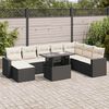 vidaXL 9 pcs conjunto de sof&aacute;s p/ jardim c/ almofad&otilde;es vime PE preto