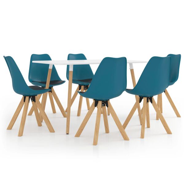vidaXL 7 pcs conjunto de jantar turquesa e preto