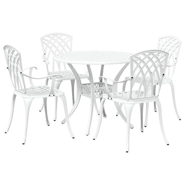 vidaXL Conjunto de Jantar para Jardim 5 pcs Branco Alum&iacute;nio