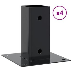 vidaXL Bases de coluna quadradas 4 pe&ccedil;as 71x71 mm a&ccedil;o revestido a p&oacute;