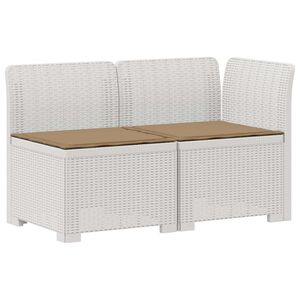 vidaXL Sof&aacute; de Jardim 2 Lugares com Almofadas Look Rattan PP Branco