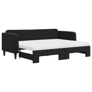 vidaXL Sof&aacute;-cama com gavet&atilde;o e colch&otilde;es 80x200 cm veludo preto