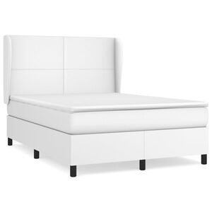 vidaXL Cama com molas/colch&atilde;o 140x200 cm couro artificial branco