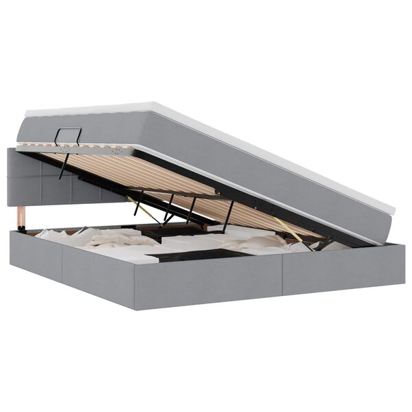 vidaXL Cama com arruma&ccedil;&atilde;o e LED Cinzento-claro 180 x 200 cm Poli&eacute;ster