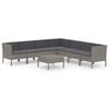 vidaXL 8 pcs conjunto lounge de jardim c/ almofad&otilde;es vime PE cinzento