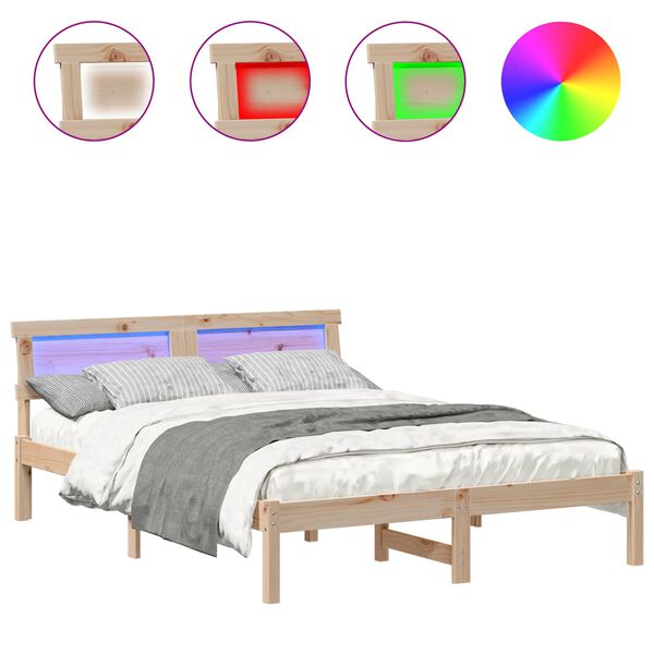 vidaXL Estrutura da Cama com cabeceira Castanho 140 x 190 cm