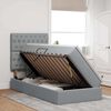 vidaXL Cama com arruma&ccedil;&atilde;o e LED Cinzento-claro 90 x 200 cm Poli&eacute;ster