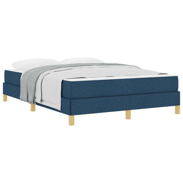 vidaXL Cama Box com colch&atilde;o Azul 140 x 190 cm tecido