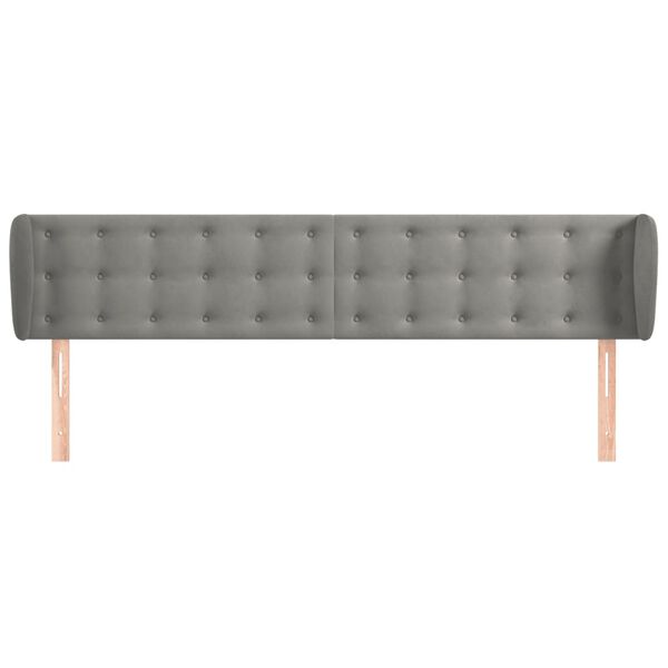 vidaXL Cabeceira de cama c/ abas veludo 183x23x78/88 cm cinzento-claro