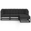 vidaXL 4 pcs conjunto longue de jardim c/ almofad&otilde;es pinho maci&ccedil;o