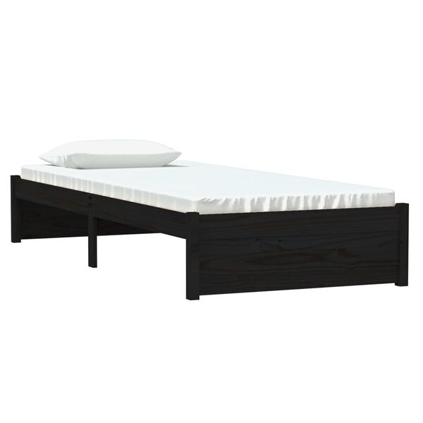 vidaXL Estrutura cama pequena solteiro 75x190 cm madeira maci&ccedil;a preto