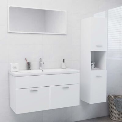 vidaXL Conjunto de móveis de casa de banho madeira processada branco